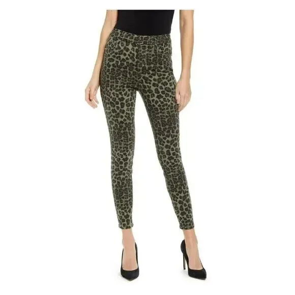 Good American Womens Jeans Leopard‎ Animal Print Good Waist Crop Sage Sz 8/29